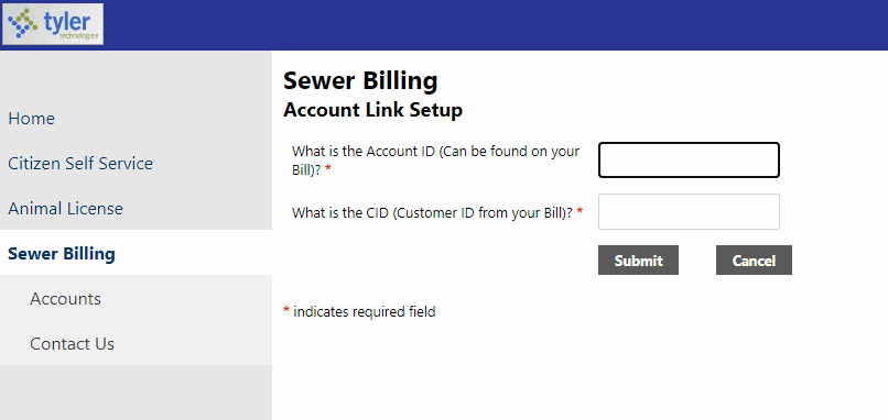 CSS how to login Sewer billing